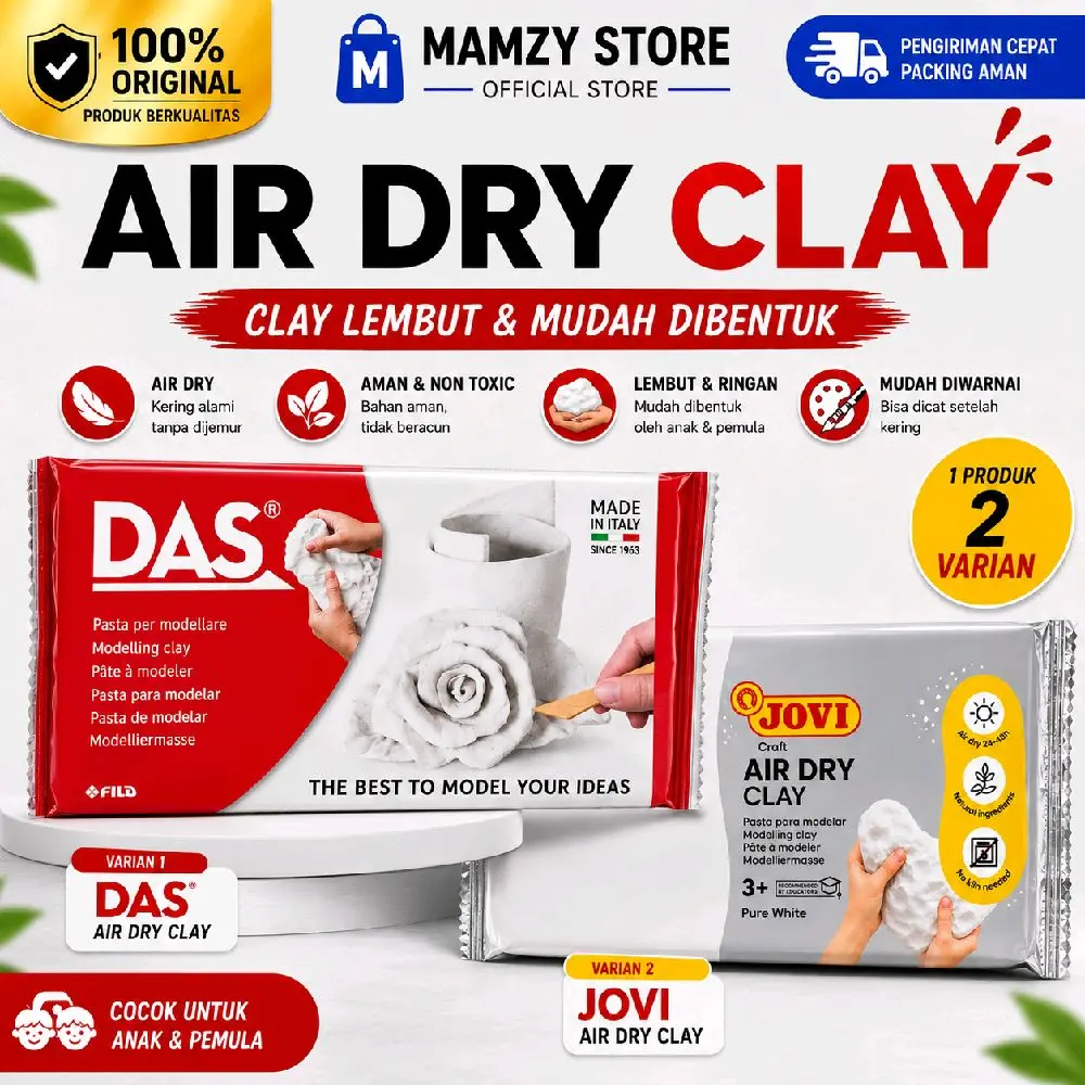 DAS Modeling Air Drying Clay Putih 500 gr - Cocok untuk Modeling & Sculpting - Mudah Digunakan dan Dilembutkan