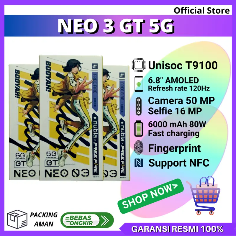 NUBIA NEO 3 GT 5G 8/256 GB SUPPORT NFC GARANSI RESMI