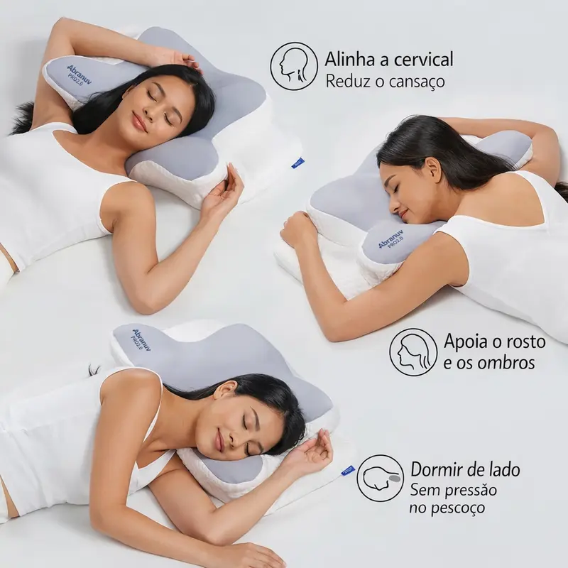 【Abranuv PRO2.0】Travesseiro Cervical ABRANUV, sono confortável, espuma de memória ergonômica sem odor, travesseiro ortopédico, ideal para dormir de lado, de costas e de bruços S-5431 - 5