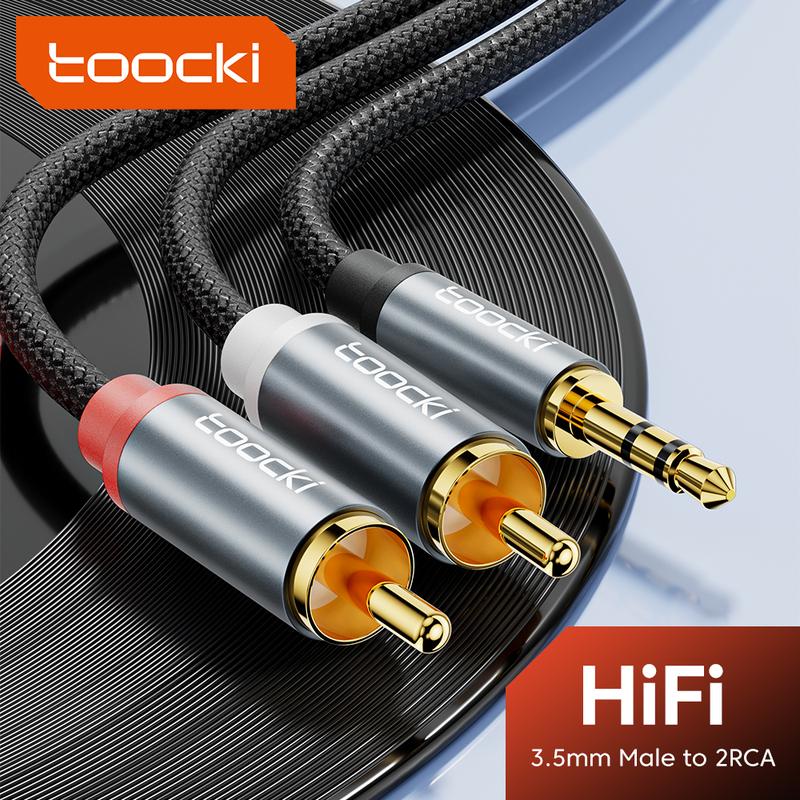 Cáp Âm Thanh 3.5Mm HiFi, Toocki, Đầu Nối Âm Thanh Đực Sang 2Rca, Cho Máy Tính Xách Tay, Máy Tính Bảng, Loa, Đầu Phát DVD, Máy Nghe Nhạc MP3 / MP4, Điện Thoại Di Động, Cáp Aux, Có Chiều Dài Tùy Chọn 0.5 / 1 / 2 / 3 / 5M Phụ Kiện