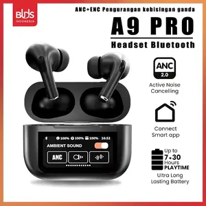 BLDS INDONESIA ThePod LED A9 Pro Headset Bluetooth dengan Pengisian LED - Earbuds ANC ENC dengan 9D Hifi Stereo TWS & Pengurangan Kebisingan Ganda - Headphone 9D Spatial Audio