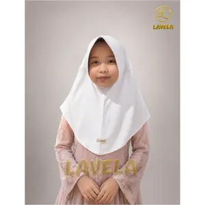 LAVELA Hijab Serut Muslimah Warna Putih Anak dan Dewasa Bahan PE Rayon Murah untuk Sekolah Tersedia Berbagai Macam Ukuran