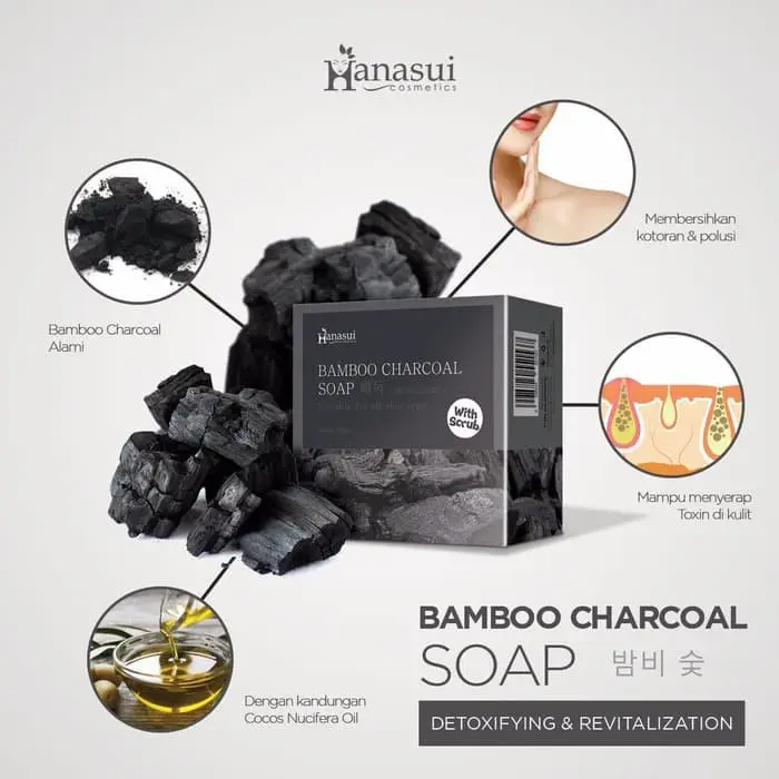 Hanasui Bamboo Charcoal & sloe vera Soap with Scrub BPOM Sabun Hanasui 3