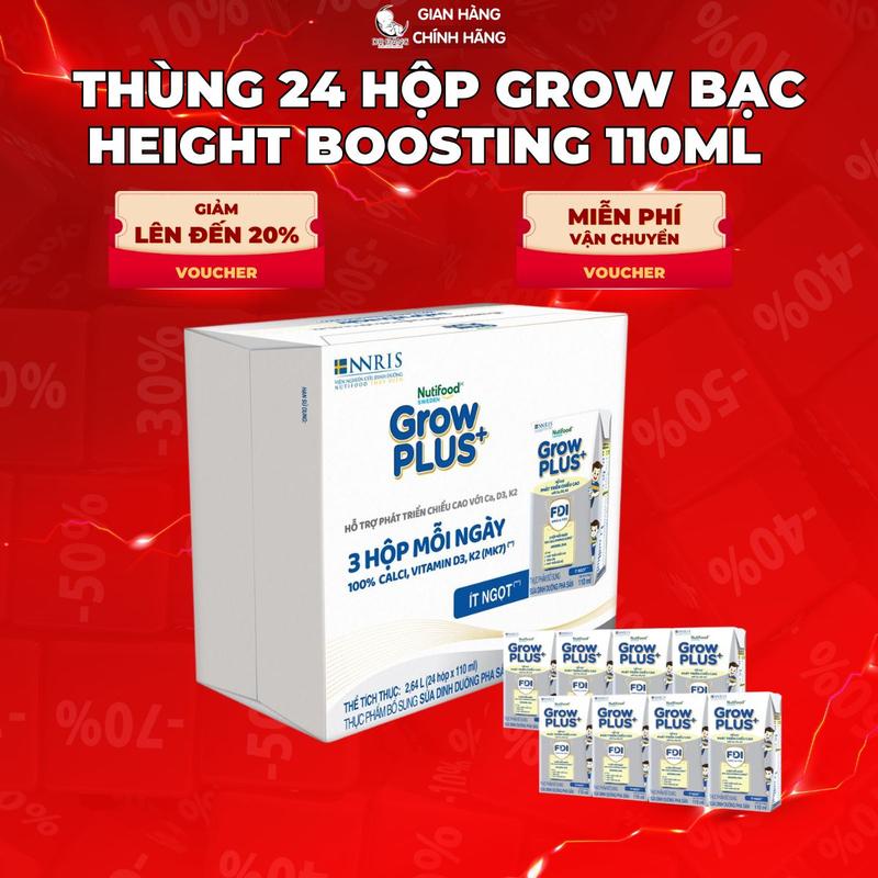   Live Daily  Thùng 24 Hộp Nutifood Grow Plus Height Boosting 110ml - Hỗ Trợ Phát Triển Chiều Cao & Não Bộ Tăng Cân Hiệu Quả 