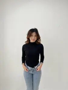 [Lolabae] SYL Bodysuit Wanita Turtleneck Long Sleeve | Atasan Rajut Wanita Lengan Panjang | Knit Bodysuit | Manset Turtleneck