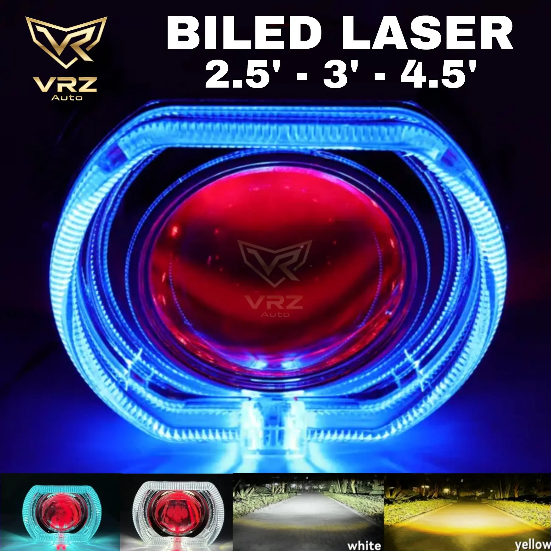 Lampu Projie BILED Cut Off Mini 2.5 INCH 3 INCH 4.5 INCH Tembak Sorot Utama Shroud Devil Laser H h Low Jauh Dekat D2 D3 terproof Angel Eye
