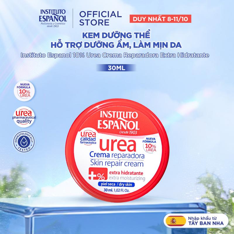 [Travel size] Kem Dưỡng Thể Hỗ Trợ Dưỡng Ẩm, Làm Mịn Da Instituto Español 10% Urea Crema Reparadora Extra Hidratante 30ml