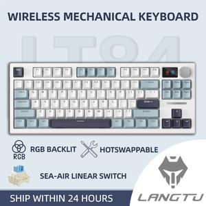 LANGTU LT84 RGB HotSwappable Customized Led Screen Knob Wireless Tri-Mode Mechanical Keyboard