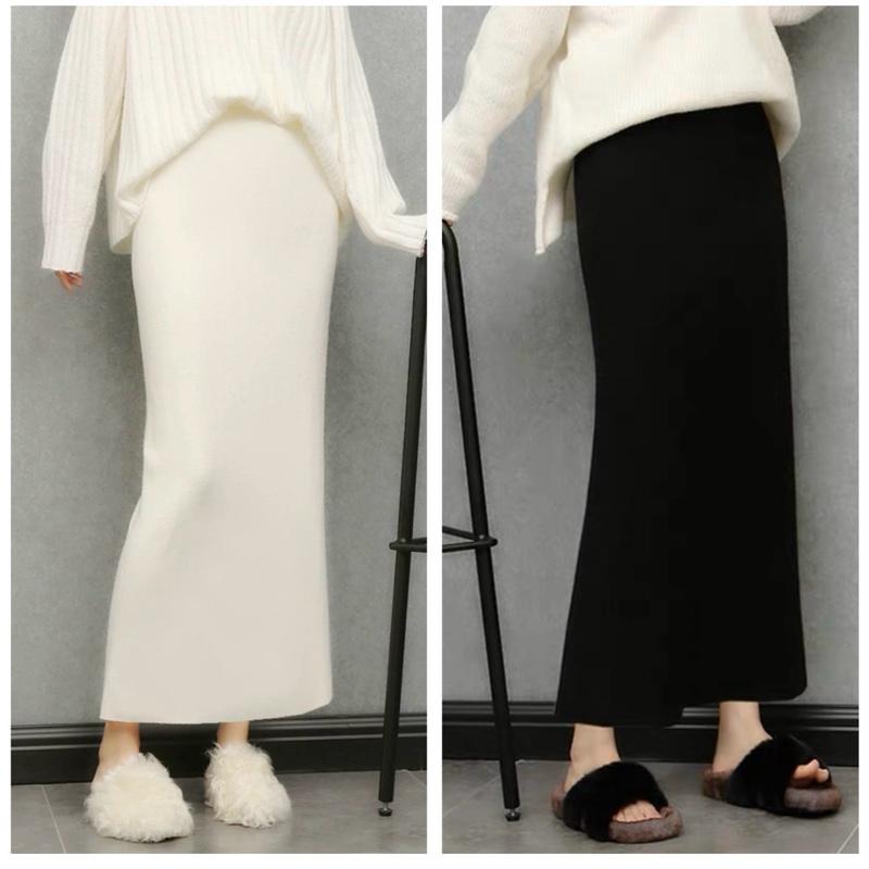   Bán Chạy Nhất  Chân Váy Bầu dáng Dài Chất Nỉ Len Lông Thỏ Loại Đẹp co giãn ống đứng có Bigsize giữ ấm Thu Đông #V67 