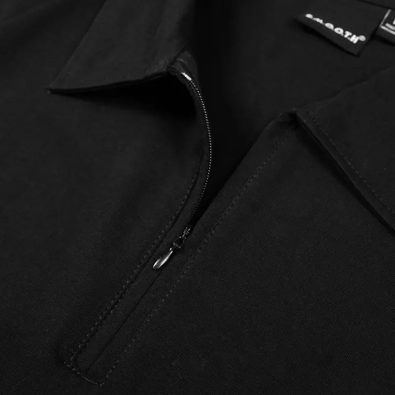 SMOOTH BASIC Lisse Series Oversized Boxy Polo Pocket In Black 3