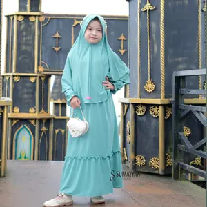 Sumyyah - Gamis Anak Jersey Premium Abaya Set Hijab Syar'i Usia 3-10 Tahun