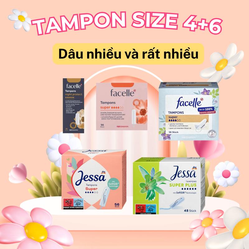 Băng Vệ Sinh Tampons Combo Tampon Size 4+6 Giọt Dành Cho Những Ngày "Dâu" Nhiều Và Cực Kỳ Nhiều Của Chị Em Phụ Nữ