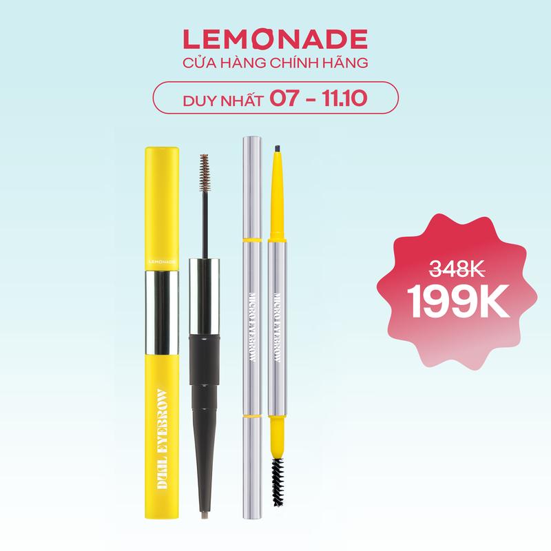 Combo 01 Chì kẻ mày 2 đầu bền màu Lemonade Dual Eyebrow 2.75g và 01 Chì kẻ mày siêu mảnh lâu trôi Lemonade Micro Eyebrow 0,1g