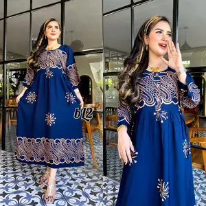 Daster Chibi Rayon Jumbo XXL Lengan 3/4 Trends LD 120 Busui Bumil Daster Terlaris Dress  Kancing Batik Wanita Panjang Kain Tebal Nyaman