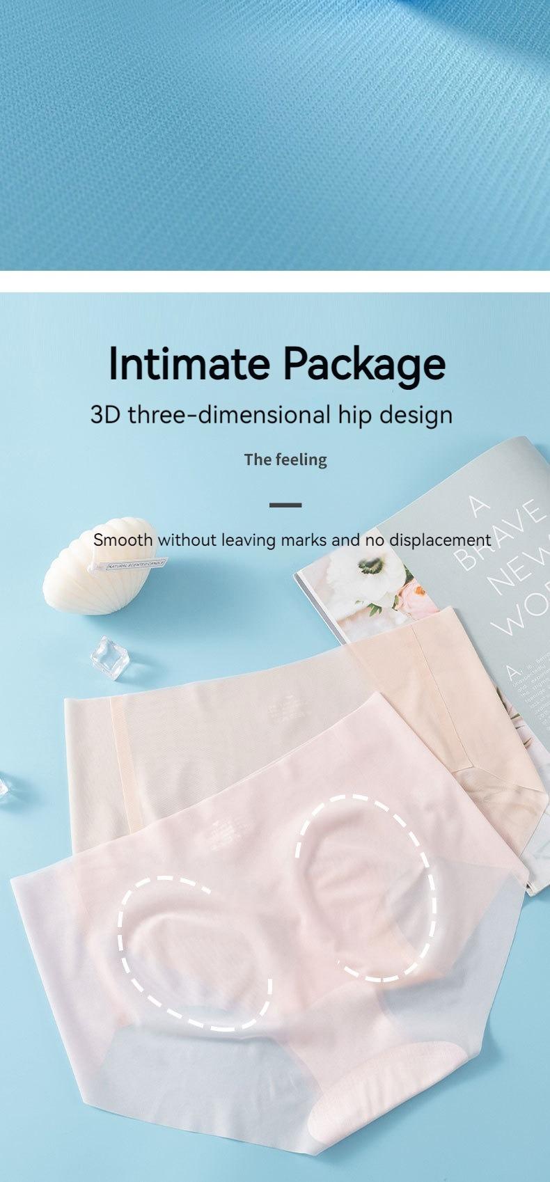 Product Introduction of Ice Silk Seamless Panties Women's Summer Ultra-Thin Nude Feel Quick-Drying Loose Soft Pants 3D Peach Hip Fitness Yoga Briefs 9