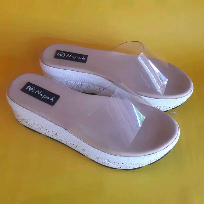 Sendal Wedges Transparan Wanita Elegant - Model Terbaru - Cewek Sandal flat shoes 4