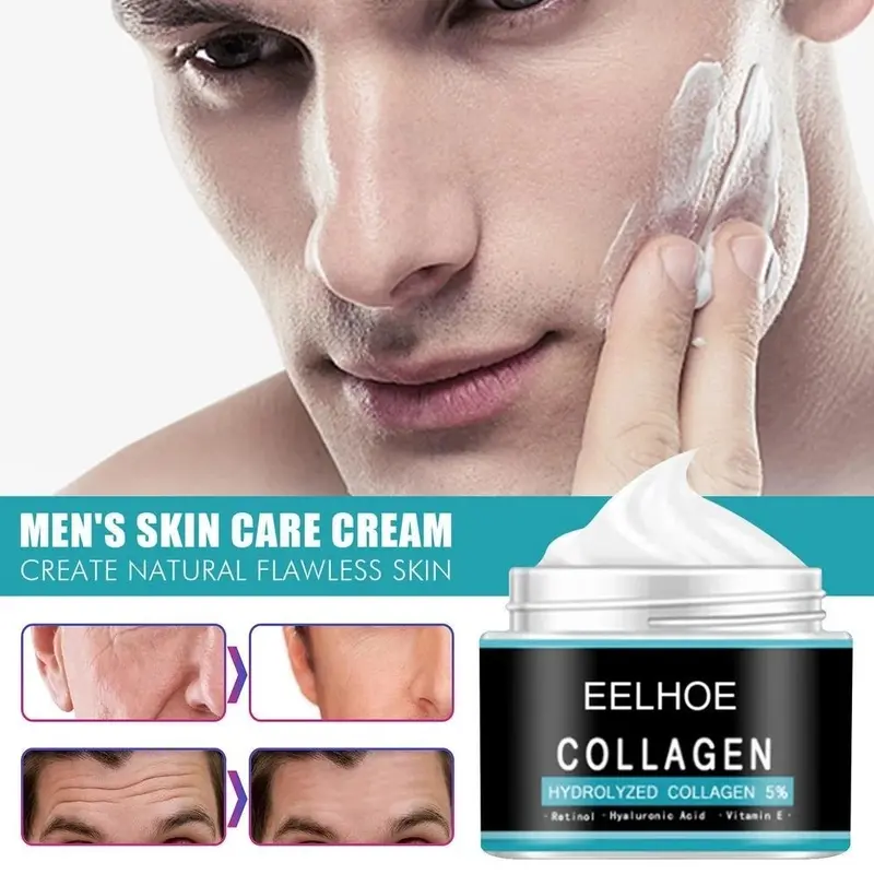 Krim Pria Pemutih Wajah Pelembut Penipis Anti Kerut Penuaan Penghilang Keriput Krim Perawatan Kulit - EELHOE Men's Collagen Cream 30g 1