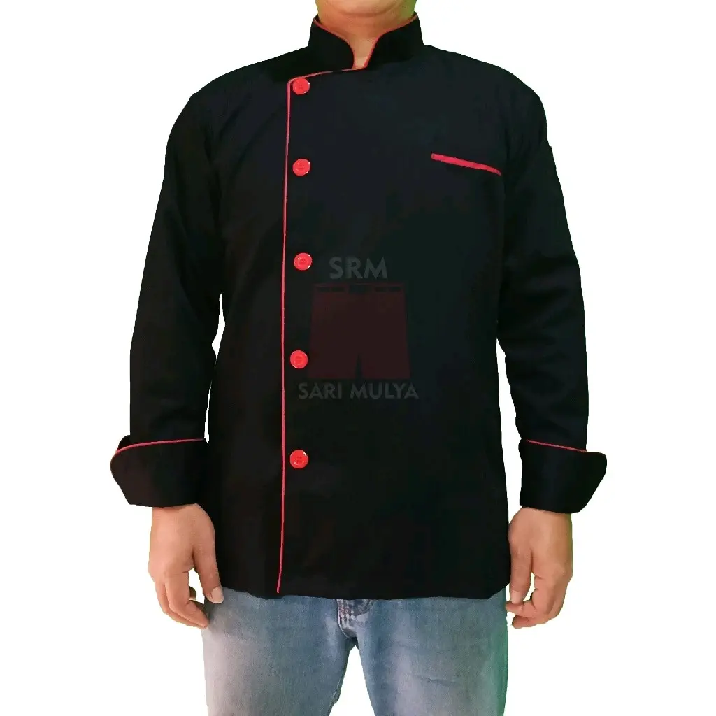 Srm Baju Koki Lis Merah Unisex Baju Chef Bahan Dril Ukuran Int Pria