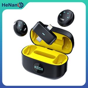 Mikrofon tanpa wayar satu kepada dua jenis lavalier untuk penstriman langsung, rakaman audio, pengurangan bunyi, dengan paparan digital