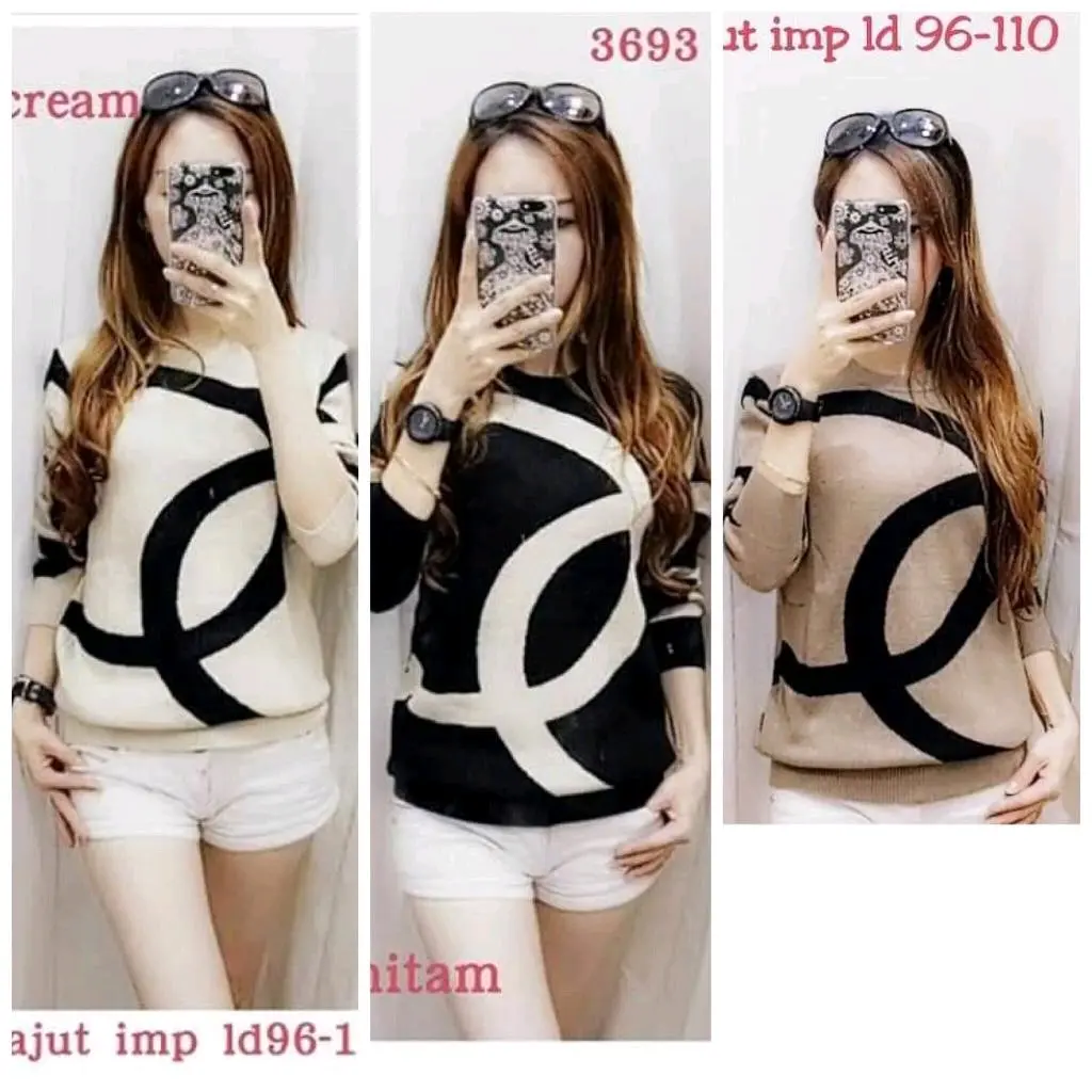 atasan blus wanita rajut import