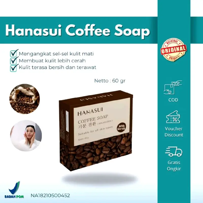 Coffee Soap Hanasui 60gr Mencerahkan Semua Jenis Kulit Pencerah Tubuh 0