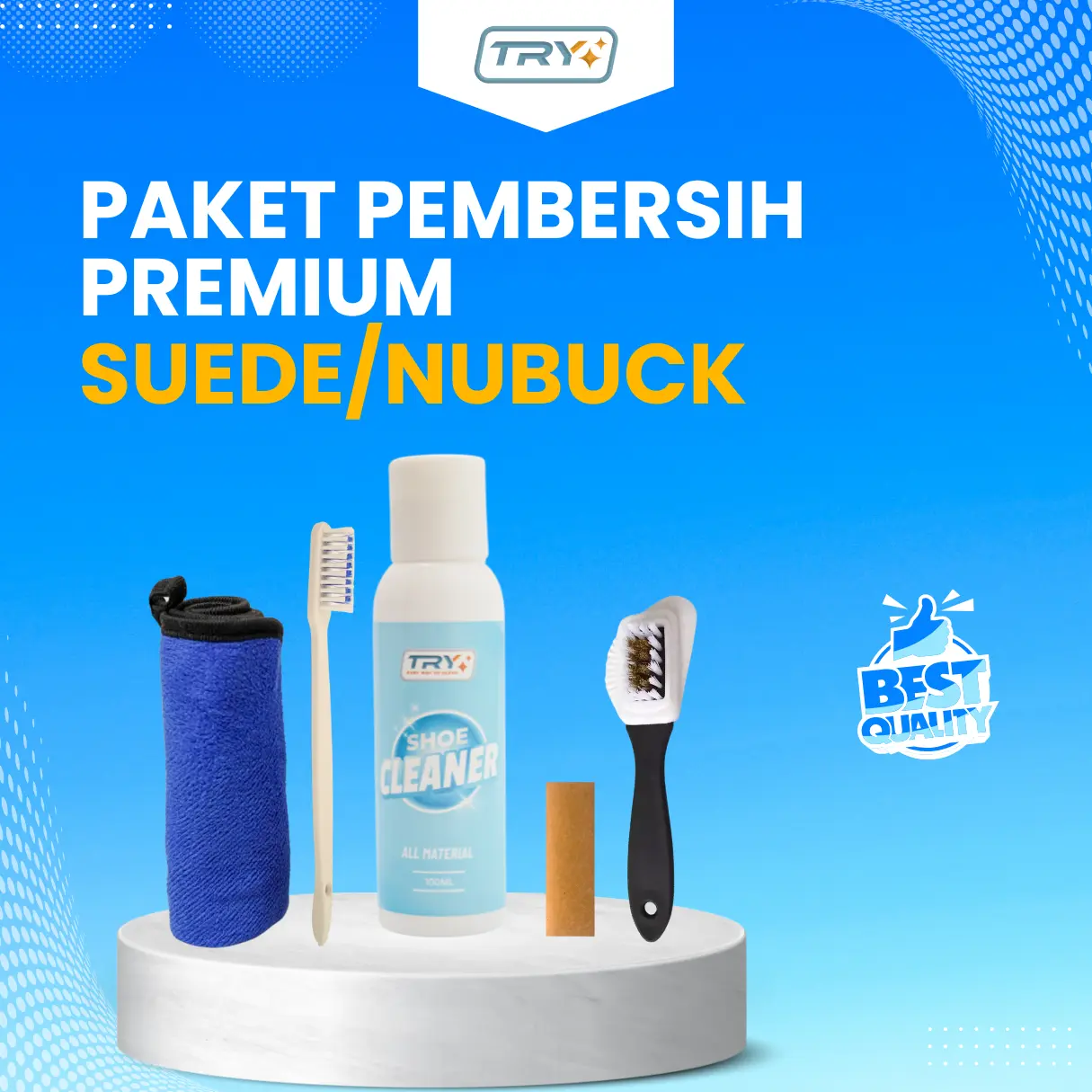 Paket Lengkap Pembersih Premium Suede/Nubuck - Shoe Cleaner 100ml, Microfiber Random, Suede Brush, Suede Eraser, Detailing Brush - Best Quality Merah