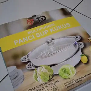 ZRC panci Kukus 2 Susun dandang Tutup Kaca panci Siomay kukusan Stainless Steel Kitchenware panci original stainliess tahan terhadap panas