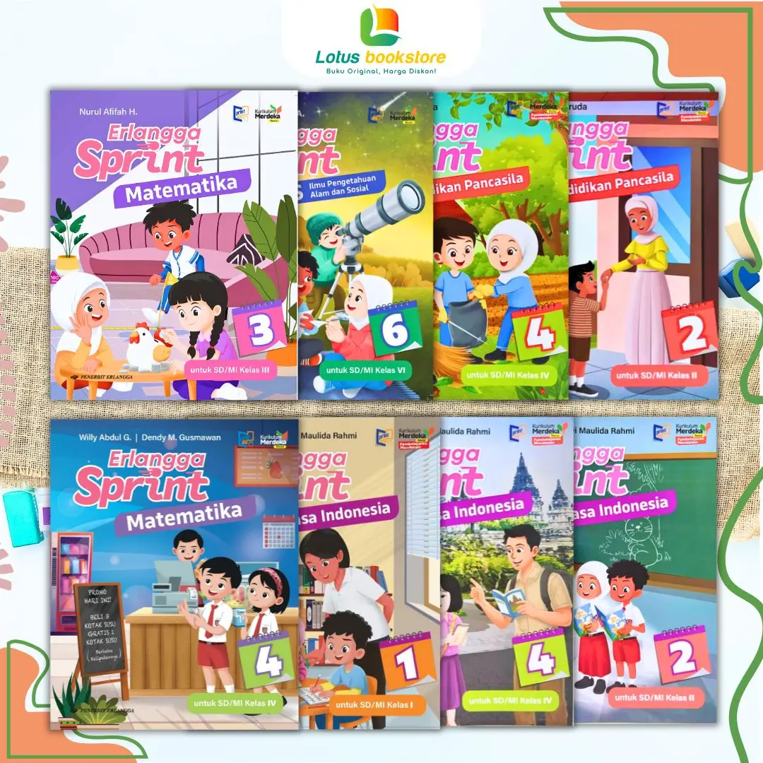 Erlangga Sprint Matematika/Bahasa Indonesia/Pancasila SD Kelas 1 2 3 4 5 6 - Penerbit Erlangga - Kurikulum Merdeka - Original