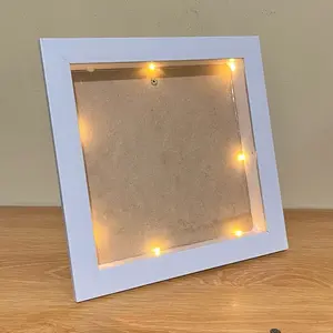 TERMURAH! BINGKAI BUNGA KERING KACA 20x20cm + LED FRAME 3D SCRAPBOOK MAHAR KOTAK FIGURA