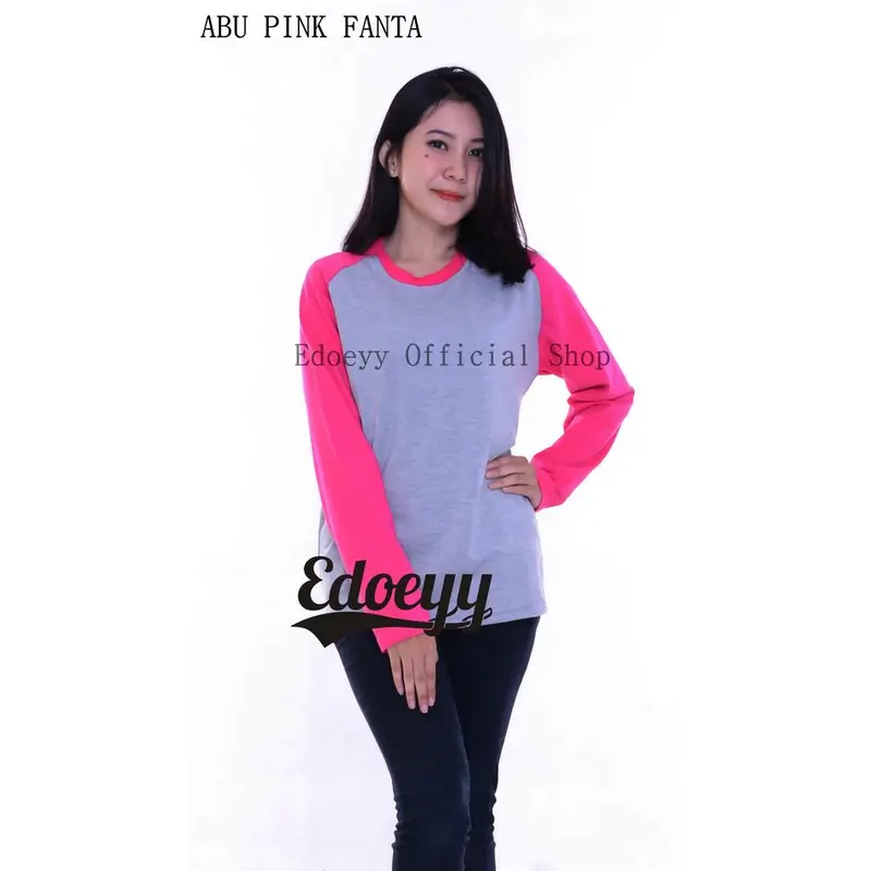 Kaos Raglan Wanita Lengan Panjang - Baju Reglan Cewek Polos - Ukuran S M L XL 5
