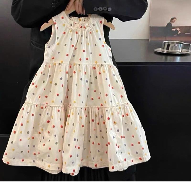  MỘC BABY STORE D34 Váy Bé Gái đầm xoè chấm bi xinh yêu lụa mago mát mềm thoải mái cho bé diện đi chơi 12-38kg 