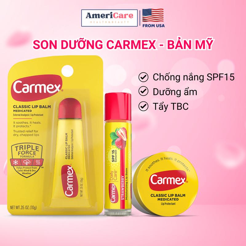 Son dưỡng môi Carmex thỏi tuýp hũ - Bản Mỹ USA