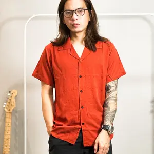 NRKY kemeja pria polos basic V neck bahan rayon bahan adem Formal Motif Nyaman Korean regular