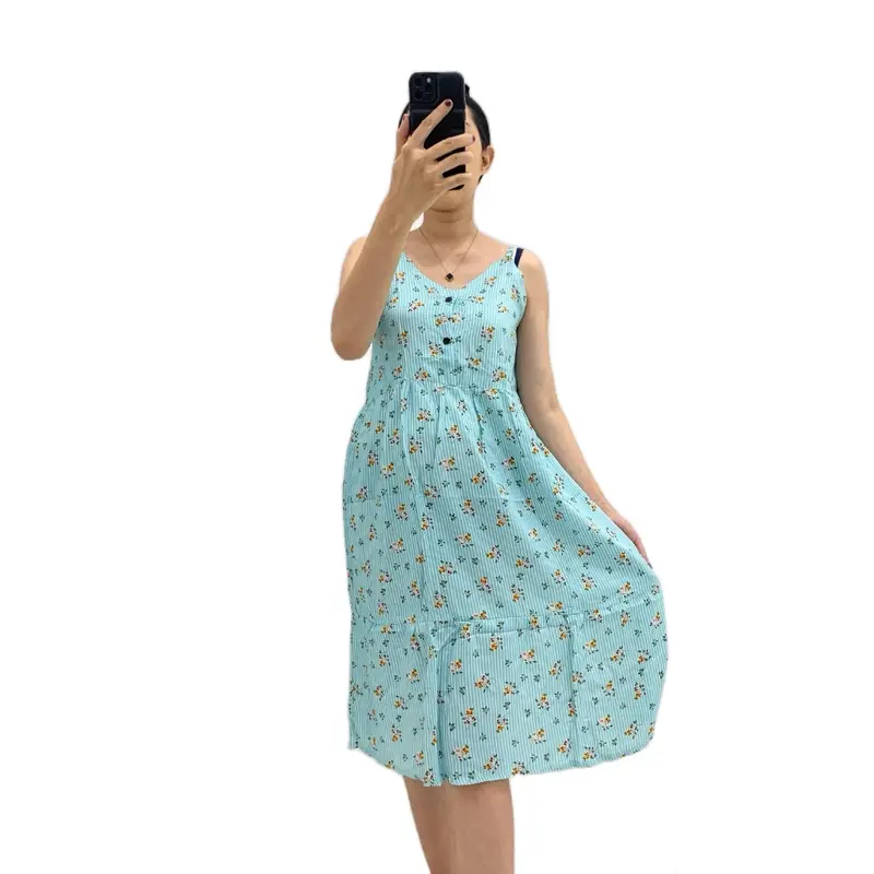 dress vanessa daster katun rayon premium bunga baju tidur wanit busui friendly kancing dada 2