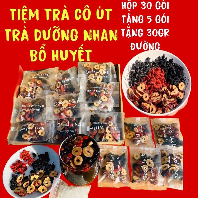   LIVE  HỘP COMBO 30 GÓI TẶNG 5 + ĐƯỜNG PHÈN TRÀ DƯỠNG NHAN BỔ HUYÊT- Tiệm trà cô út- gc traâtng-trabomau-traichkhihuyet-trabohuyet-trà dưỡng khí huyết -trà dưỡng huyết - tea expert 