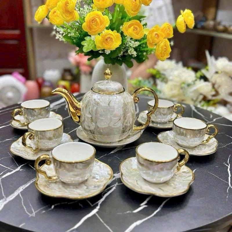 Combo Vân Đá 2025 Lẻ Các Món. Set Phụ Kiện Vân Đá 2025 Trang Trí Ngày Tết. Hũ Đựng Bánh Kẹo Tết, Bộ Tách Pha Trà Vân Đá Ghi