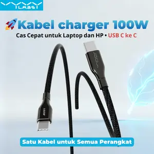 Vyvylabs Kabel Charger 100W USB Type-C Fast Charging Laptop Tablet HP Android Cas Cepat Data Cable