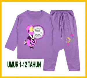 Setelan Baju Tidur Anak Perempuan Gambar Muslim Anak Soleh Setelan Lengan Panjang - Baju Anak Fashion Celana