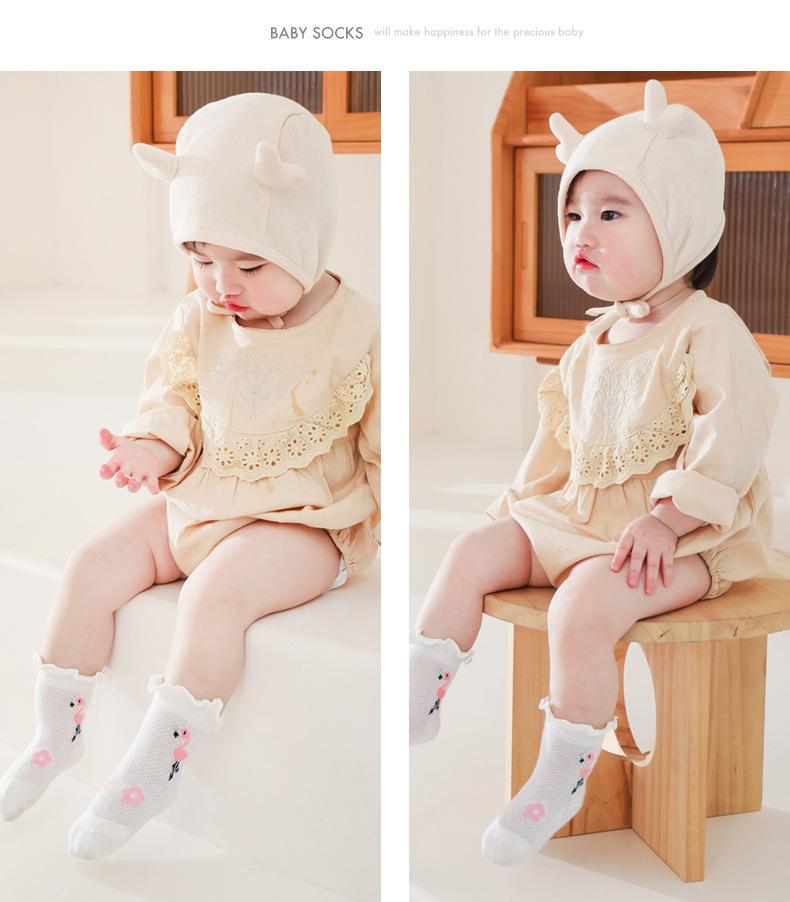 Product Introduction of Spring Summer Thin Cotton Mesh Breathable Baby Socks Cute Girls Crew Socks Lovely Cartoon Baby Socks 6