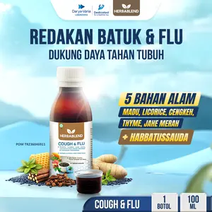 Herbablend Cough & Flu (1 botol x 100 ml) Suplemen Kesehatan Habbatussauda | obat batuk herbal | obat batuk anak | obat flu batuk herbal | obat batuk pilek | Obat Flu | obat batuk berdahak | obat batuk ampuh | batuk obat herbal