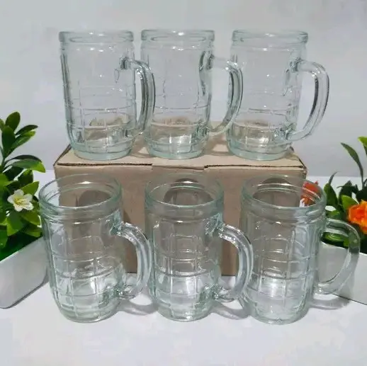 Gelas gagang besar bisa untuk es bahan tebal 1 dus isi 6pcs