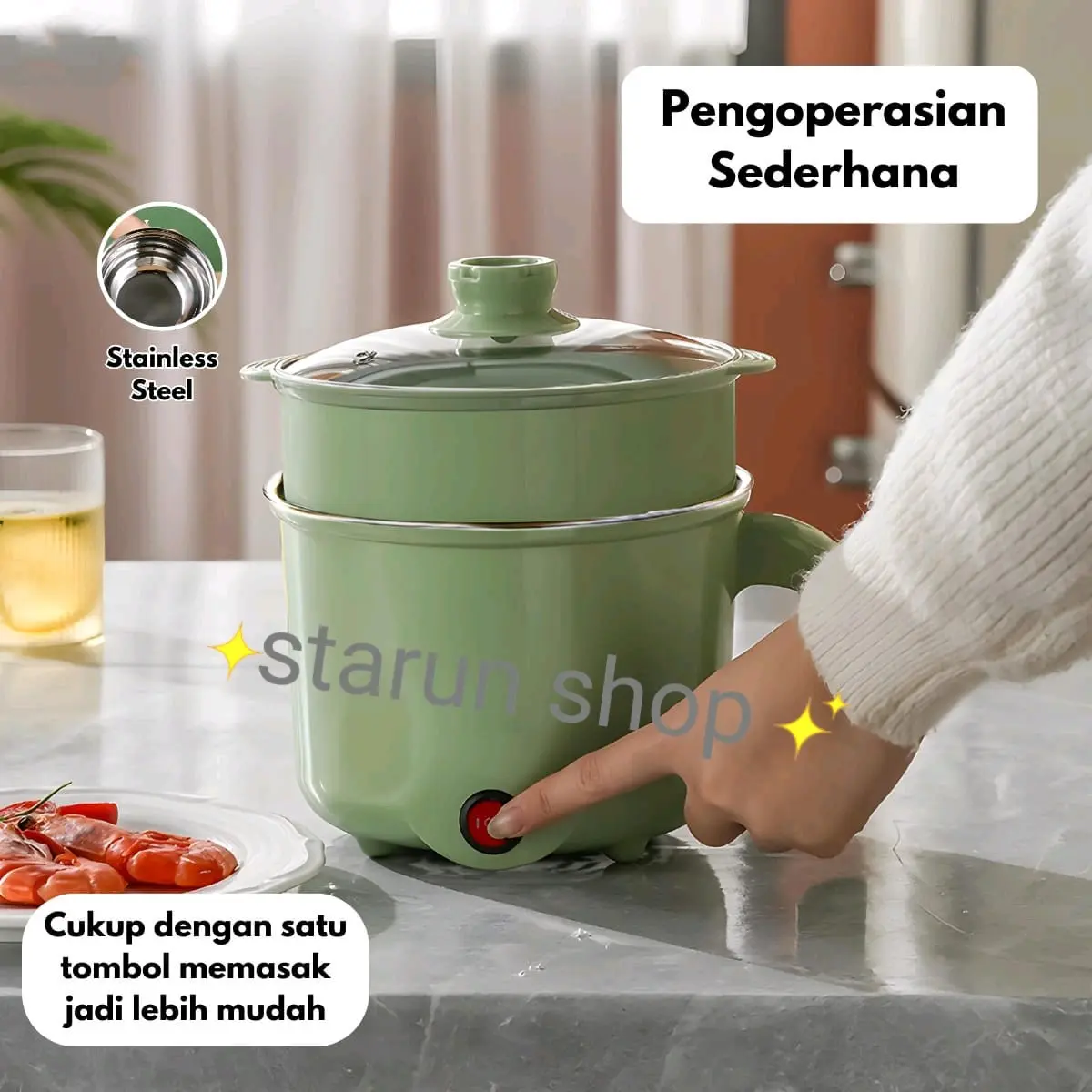 Panci Listrik Serbaguna Hemat Listrik 450W / Elektrik Cooker Multifunsi / Panci listrik Anti Lengket hemat Listrik