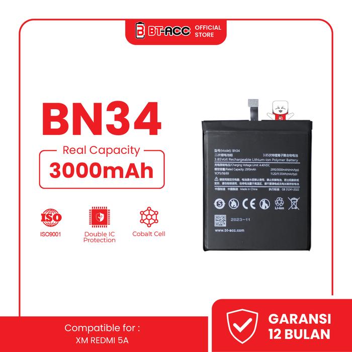Gambar BT-ACC BN34 Battery Baterai Batre For Xiaomi Redmi 5A dari BT ACC OFFICIAL STORE Kota Administrasi Jakarta Utara Tokopedia