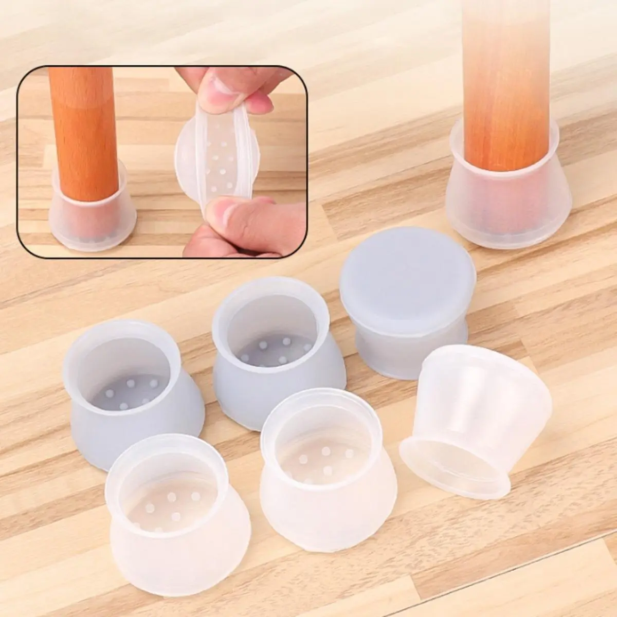 Bọc Chân Ghế Silicon Dày, 4 Cái / bộ, Bọc Chân Bàn, Đồ Nội Thất, Câm