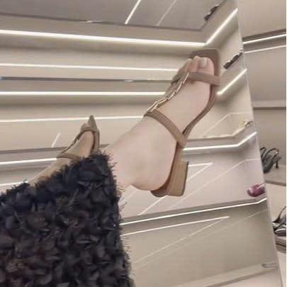 Dép cao gót kiểu nữ 3 phân đế vuông thời trang dáng sandal đế thấp quai ngang cao cấp 3 màu