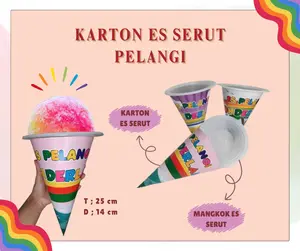 Kertas Karton Kerucut Es Serut Pelangi Isi 25 pcs Bahan Karton Tebal Kokoh Non Buah