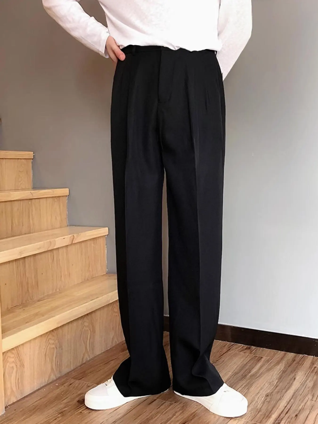 Men's Solid Color Straight Leg Pants, Regular Fit Casual Comfy Trousers for Office Work Business Daily Wear, Men's Bottoms for Spring, Suits