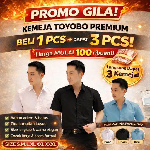 Toyobo Kemeja Premium Lengan PENDEK Beli 1 Dapat 3 Harga Mulai 100 Ribuan Bahan Adem Halus Tidak Mudah Kusut Size Lengkap Warna Elegan Cocok untuk Kerja & Acara Formal Baju Pria Dewasa Hitam Katun Putih