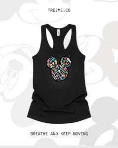 TREEME.CO Tanktop wanita singlet tali besar mickey katun combed 30s kamisol sporty Gym wear Zumba