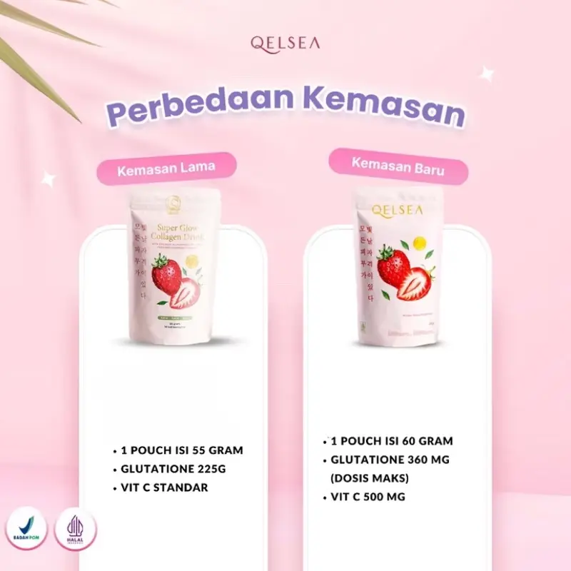 2 PCS Super Glow Collagen Drink Qelsea Qbast Stoberi 360 Glutathion Mencerahkan Kulit suplemen 2